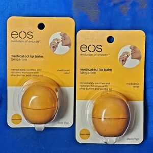 (2) NEW eos Evolution Of Smooth Tangerine Medicated Relief Lip Balm